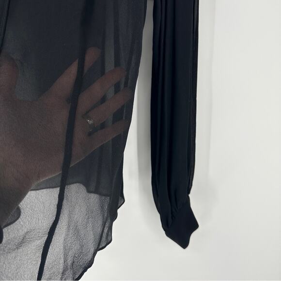 $11SALE!!! ck Calvin Klein Silk Black Sheer Blouse Size 8 - Picture 6 of 9